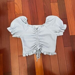 drawstring puff sleeve blouse